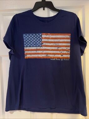 Sonoma Navy Short Sleeve Tee with American Flag Graphic